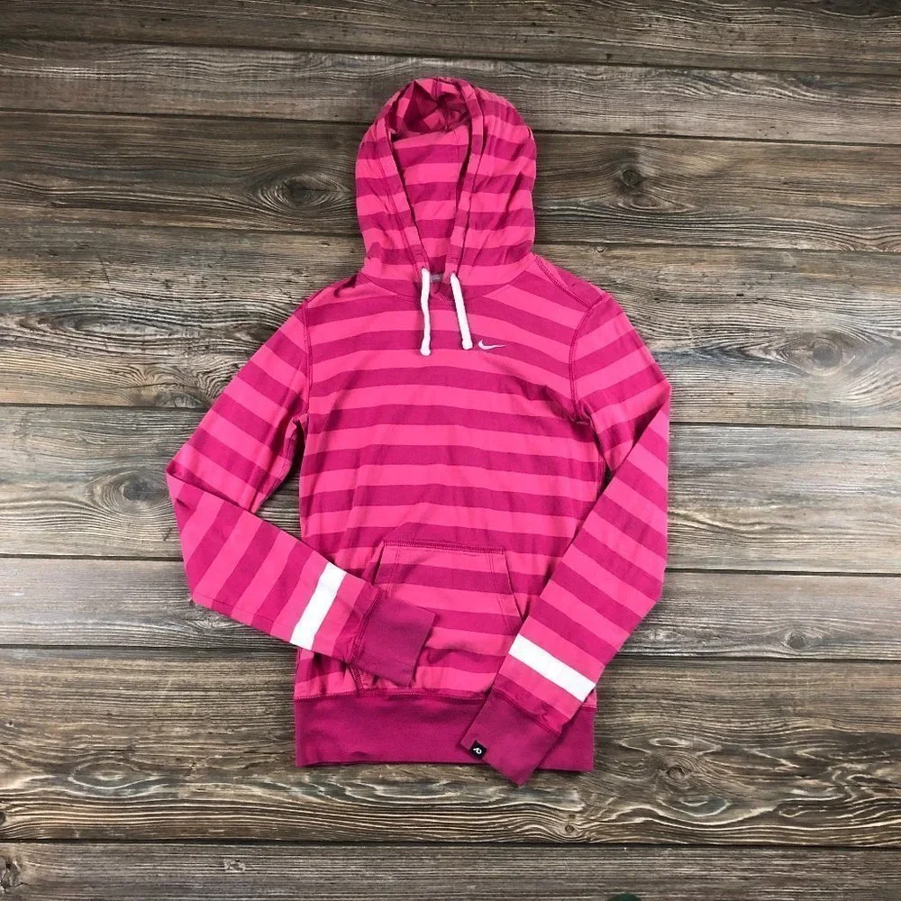 Womens Nike Sportswear Striped Athletic Hoodie Size Sm Pink Purple